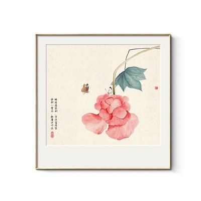 探花新中式餐厅装饰画客厅玄关走廊过道壁画书房茶室方形花鸟挂画图4