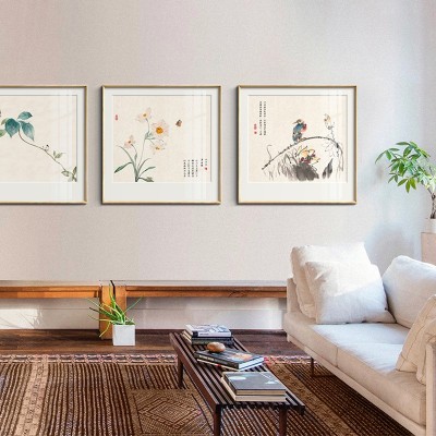 探花新中式餐厅装饰画客厅玄关走廊过道壁画书房茶室方形花鸟挂画图5