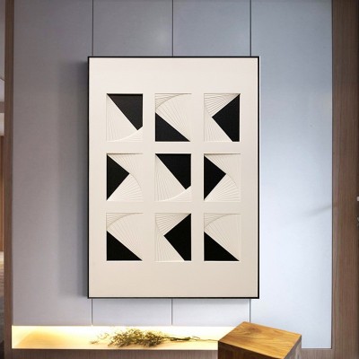 现代简约客厅装饰画卡纸实物装置画立体雕刻挂画法式轻奢玄关画图2