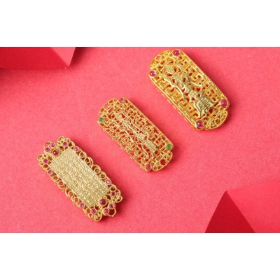 纯银古法手工diy饰品配件隔珠红刚玉绿尖金太岁手牌手链材料批发图5
