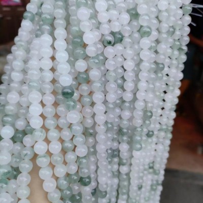 新疆天山翠散珠批发圆珠冰翠玉石珠子老型珠桶珠半成品DIY配件图3