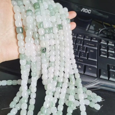 新疆天山翠散珠批发圆珠冰翠玉石珠子老型珠桶珠半成品DIY配件图4