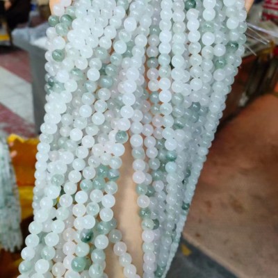 新疆天山翠散珠批发圆珠冰翠玉石珠子老型珠桶珠半成品DIY配件图2