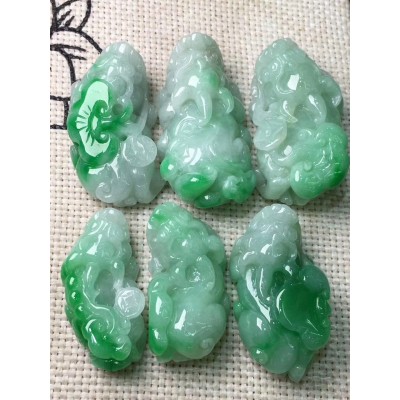 天然A货翡翠批发阳绿玉佛观音貔貅如意葫芦叶子福瓜平安扣吊坠图2