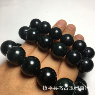 墨玉珠子厂家活磁墨翠手链项链 大气男士佛珠手串图4