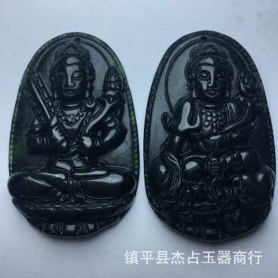 天然墨玉吊坠 新疆和田本命佛 八大守护神活磁墨绿玉生肖吊坠图4
