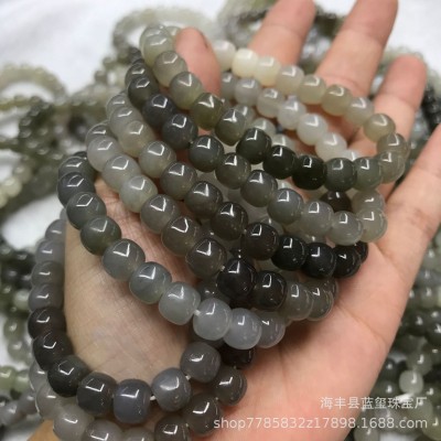 和田玉青海料 渐变色老型珠单圈手串DIY配件佛珠手链玉石饰品批发图3