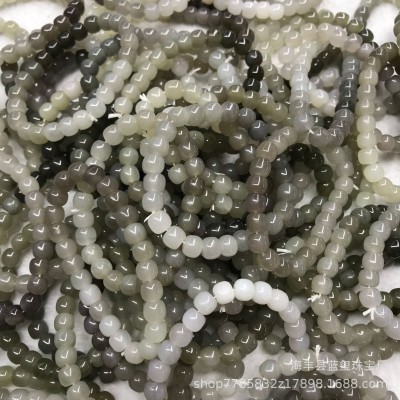 和田玉青海料 渐变色老型珠单圈手串DIY配件佛珠手链玉石饰品批发图5
