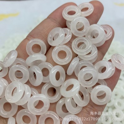 和田白玉吊坠 小面包圈手工编织DIY配件小提溜挂件玉石饰品批发厂图4