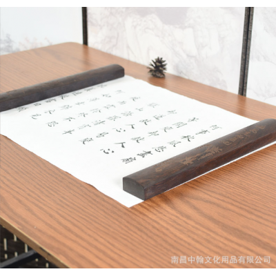 30cm实木镇尺创意镇纸文房四宝压纸木纸镇临渊羡鱼精雕图案文字 2件起售图2