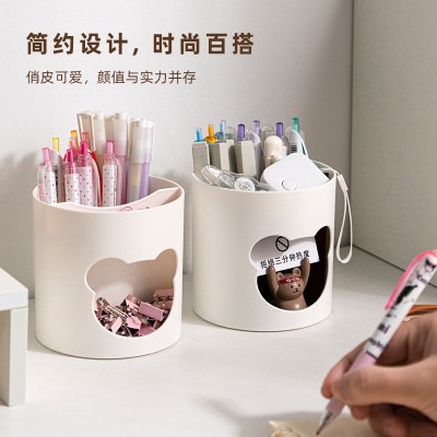 跨境创意笔筒学生桌面摆件书桌收纳盒办公室好物文具小熊笔架批发 4个起售图3