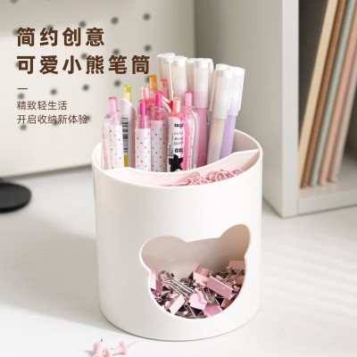 可爱创意笔筒学生桌面摆件书桌收纳盒办公室好物文具小熊笔架批发 2个起售图2