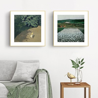田野北欧原木小清新客厅装饰画现代简约风景玄关小众艺术餐厅挂画 2幅起售图3