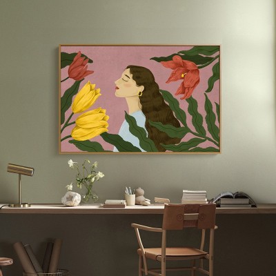 现代北欧客厅装饰画文艺小清新手绘美女插画卧室床头挂画餐厅墙画 2幅起售图3