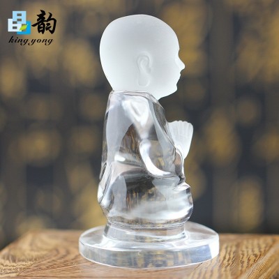 水晶精工雕刻悟道系列佛缘小沙弥茶道装饰风水布局摆件送亲友礼品 10件起批图4