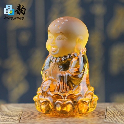 水晶精工雕刻悟道系列佛缘小沙弥茶道装饰风水布局摆件送亲友礼品 10件起批图2