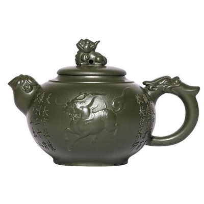 宜兴紫砂壶 原矿绿泥麒麟紫砂手工礼品茶壶茶具批发直播代发 2个起批图5