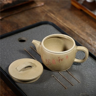 紫砂壶批发 手工名家宜兴原矿青灰段泥茶具 刻绘汉瓦茶壶微商代发 2个起批图4