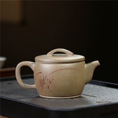 紫砂壶批发 手工名家宜兴原矿青灰段泥茶具 刻绘汉瓦茶壶微商代发 2个起批图2