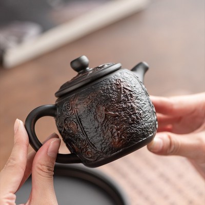 紫陶茶壶功夫茶具家用单壶泡茶器浮雕陶瓷大号批发 2个起批图3