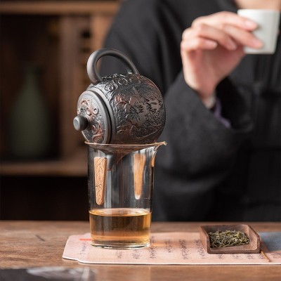 紫陶茶壶功夫茶具家用单壶泡茶器浮雕陶瓷大号批发 2个起批图5
