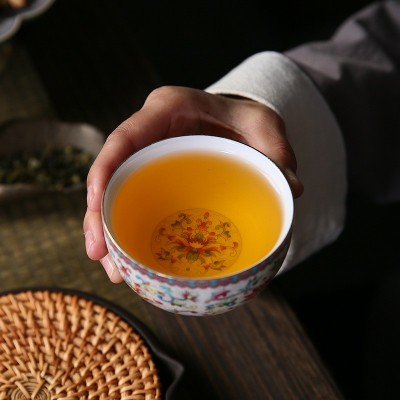 珐琅彩陶瓷主人杯品茗杯个人茶杯茶道功夫茶具家用批发 1个起批图2