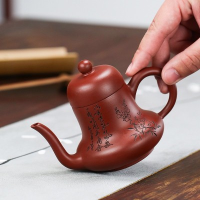 批发宜兴名家原矿大红袍紫砂壶 全手工思亭茶壶功夫茶具一件代发 3个起批图2