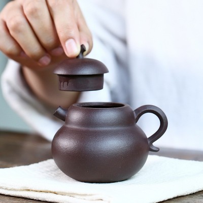 老味孟臣独孔小品紫砂壶 全手工宜兴原矿紫泥葫芦功夫茶壶特色款 5个起批图2