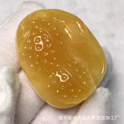 原矿琥珀蜜蜡花生吊坠 蜡质饱满雕工立体 各种DIY小配饰 厂家批发图2