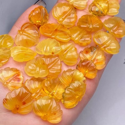 厂家批发树叶配饰蜜蜡 色泽油润 百搭DIY挂件配饰文玩菩提 货源图2