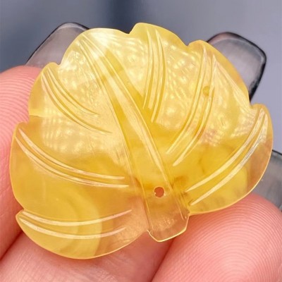 厂家批发树叶配饰蜜蜡 色泽油润 百搭DIY挂件配饰文玩菩提 货源图4