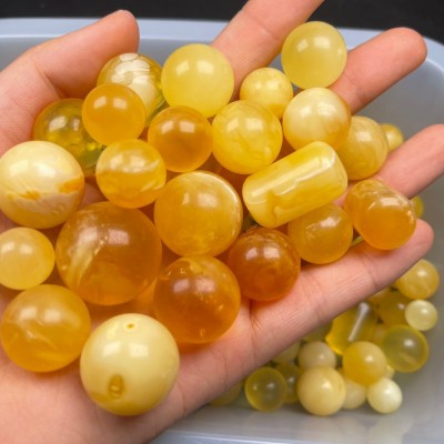 【原矿天然琥珀蜜蜡】一手货源精美鸡油黄俄料直径10-21mm散珠图4