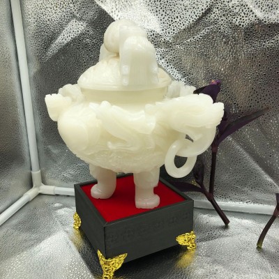 汉白玉双耳鼎摆件九龙鼎开业礼品三足鼎图5