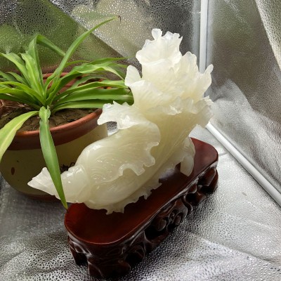 玉石阿富汗青白玉蚕丝玉白菜摆件家居摆设开业送礼图4