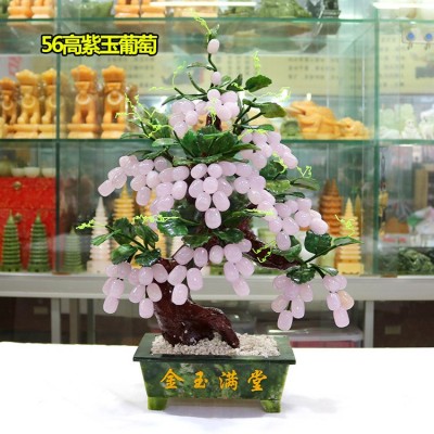 玉石葡萄树盆景 客厅办公室摆件 简约时尚家居现代装饰品 工艺品图2