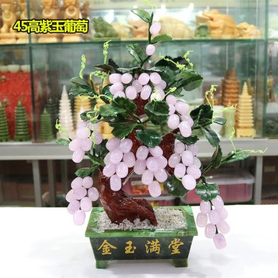 玉石葡萄树盆景 客厅办公室摆件 简约时尚家居现代装饰品 工艺品图3