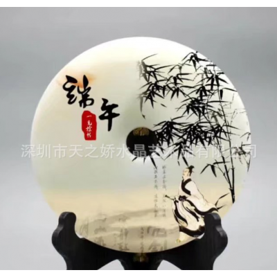 玉石平安扣端午节摆件玉石圆盘商务馈赠琉璃玉阿富汗玉摆件玉盘图2