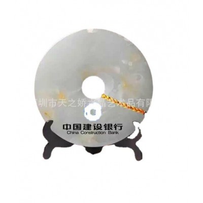 花开富贵玉石平安扣 琉璃玉富贵平安玉盘玉石摆件玉器商务馈赠礼图5