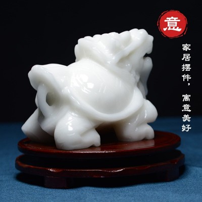 白玉玉龙龟玉石摆件批发玉雕摆件龙头龟聚财玉器工艺品图4