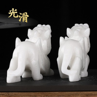 白玉貔貅创意摆件一对家居卧室办公室书柜装饰玉石貔貅摆件图4
