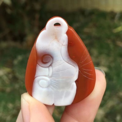 天然南红玛瑙保山料雕刻牡丹花吊坠挂坠项链颜色红润料子细腻配饰 2件起批图4
