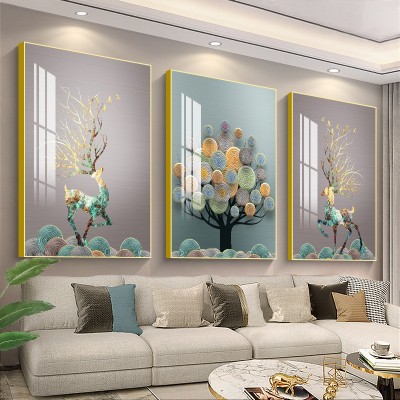 墙画客厅装饰画卧室楼梯简约现代墙上餐厅壁画三联沙发背景 墙挂画图5