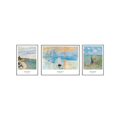 日出印象派莫奈装饰画世界名画油画客厅挂画抽象沙发背景墙 三联画图5
