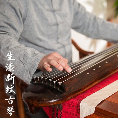 断纹生漆老杉木古琴专业考十级表演奏用高档仲尼混沌式七弦琴图2