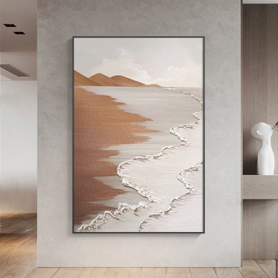 北欧客厅挂画侘寂风海浪肌理画沙发背景墙落地画抽象玄关装饰画图2