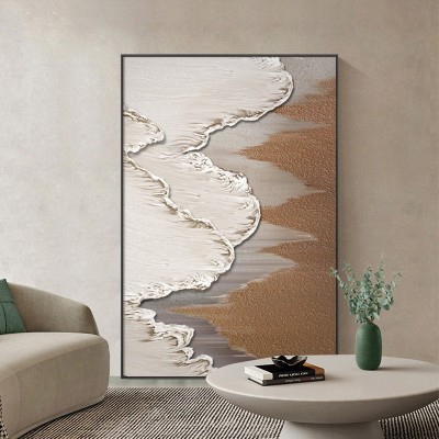 北欧客厅挂画侘寂风海浪肌理画沙发背景墙落地画抽象玄关装饰画图3