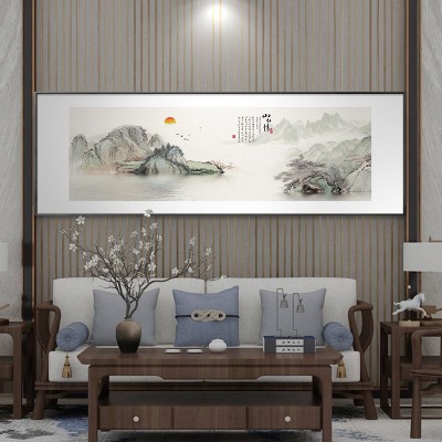 张大千山水装饰画新中式客厅背景挂画酒店饭店茶室包厢办公室国画图4