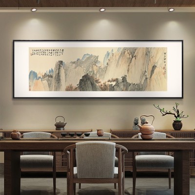张大千山水装饰画新中式客厅背景挂画酒店饭店茶室包厢办公室国画图3