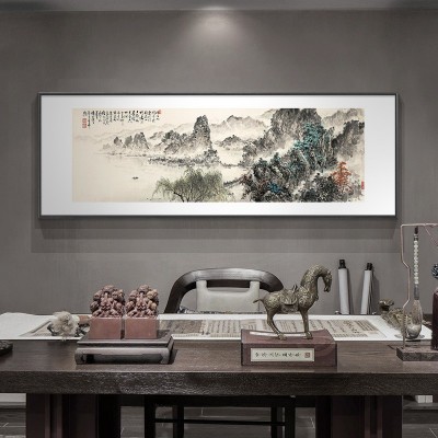 张大千山水装饰画新中式客厅背景挂画酒店饭店茶室包厢办公室国画图5