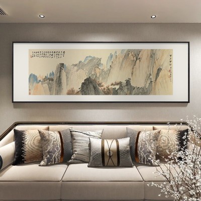 张大千山水装饰画新中式客厅背景挂画酒店饭店茶室包厢办公室国画图2